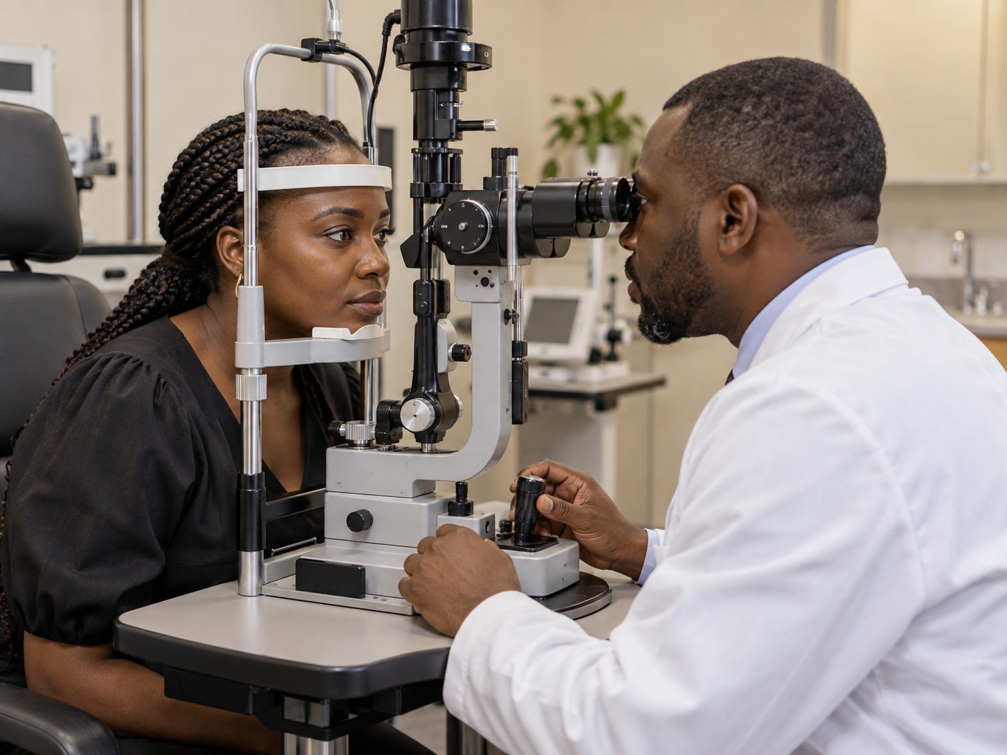 Comprehensive Eye Examination — Refraction and ocular health assessment in our Lekki clinic.
